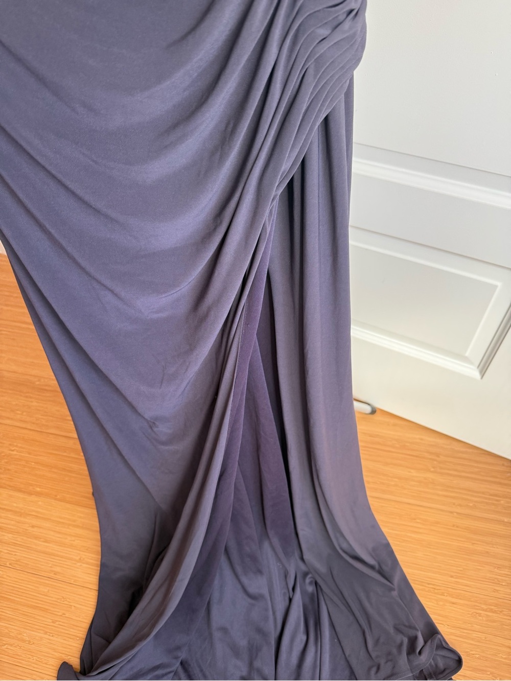 Ieena Mac Duggal Eggplant Purple Foldover Off-the-Shoulder Slit Gown Dress Sz 10 - Picture 3 of 5